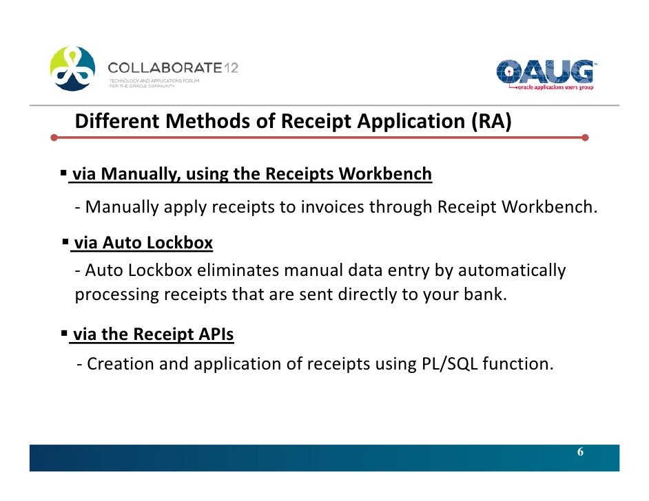 efficiently handling applications of customer receipts in oracle rece