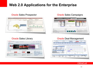 Web 2.0 Applications for the Enterprise Oracle  Sales Library Oracle  Deal Management Oracle  Sales Campaigns Oracle  Sales Prospector 