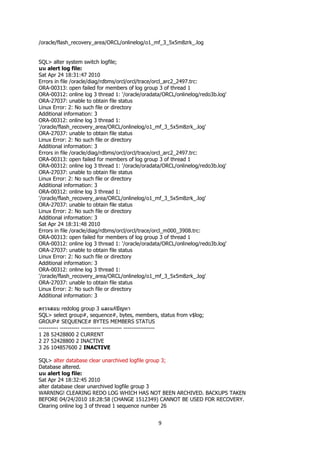 การตรวจเช็คฐานข้อมูล Oracle v1 draft