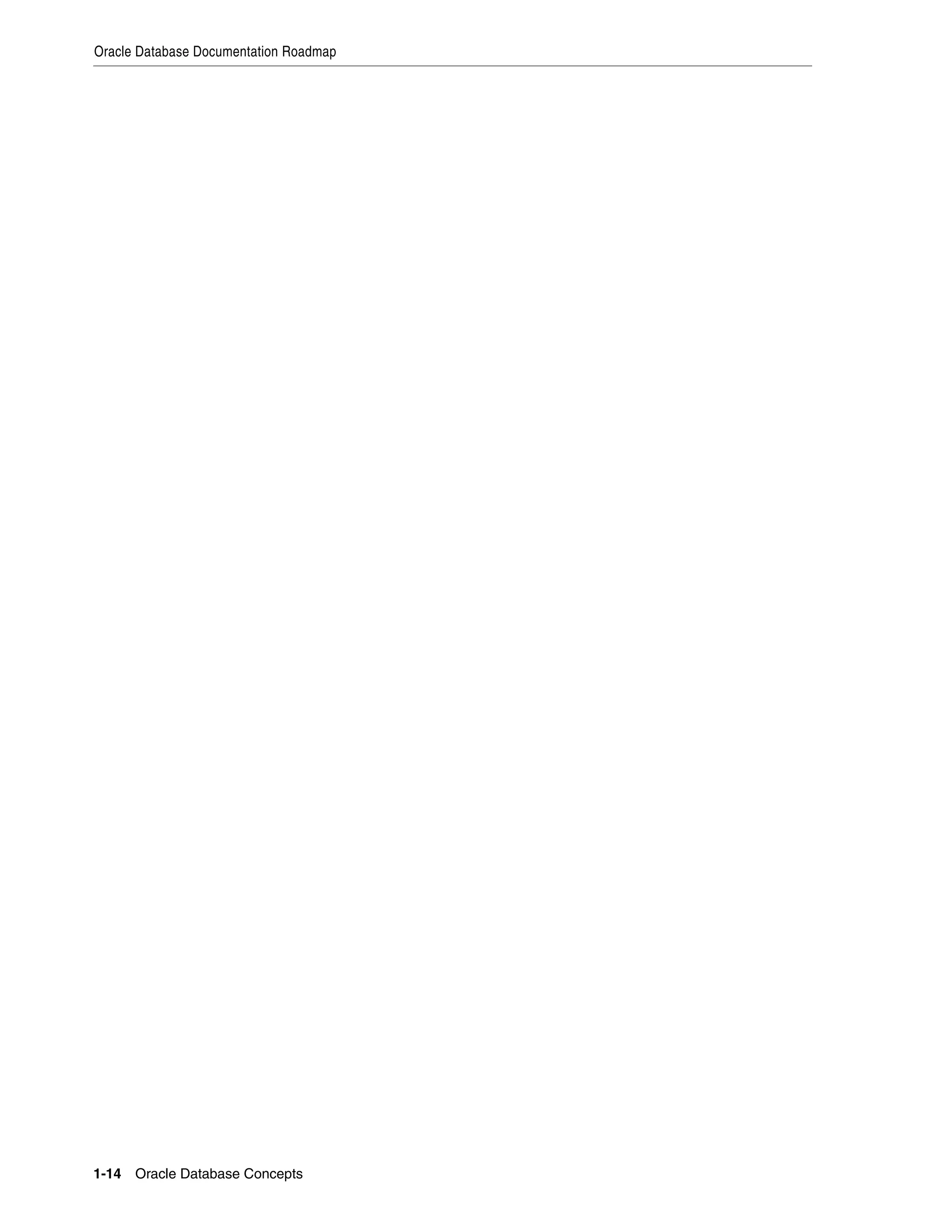 Oracle Database Documentation Roadmap 1-14 Oracle Database Concepts 