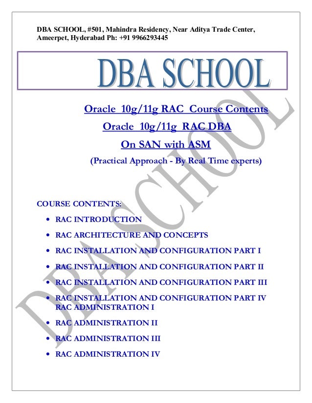 Oracle RAC DBA Training DBA School Real time Hyderabad