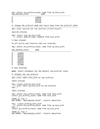 Oracle 12c: Database Table Rows Archiving testing | DOCX