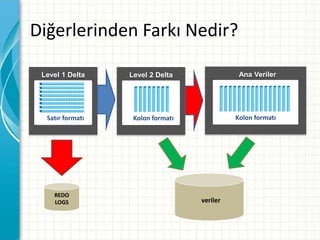 Diğerlerinden Farkı Nedir?
Ana Veriler
Kolon formatı
Level 2 Delta
Kolon formatı
Level 1 Delta
Satır formatı
REDO
LOGS veriler
 