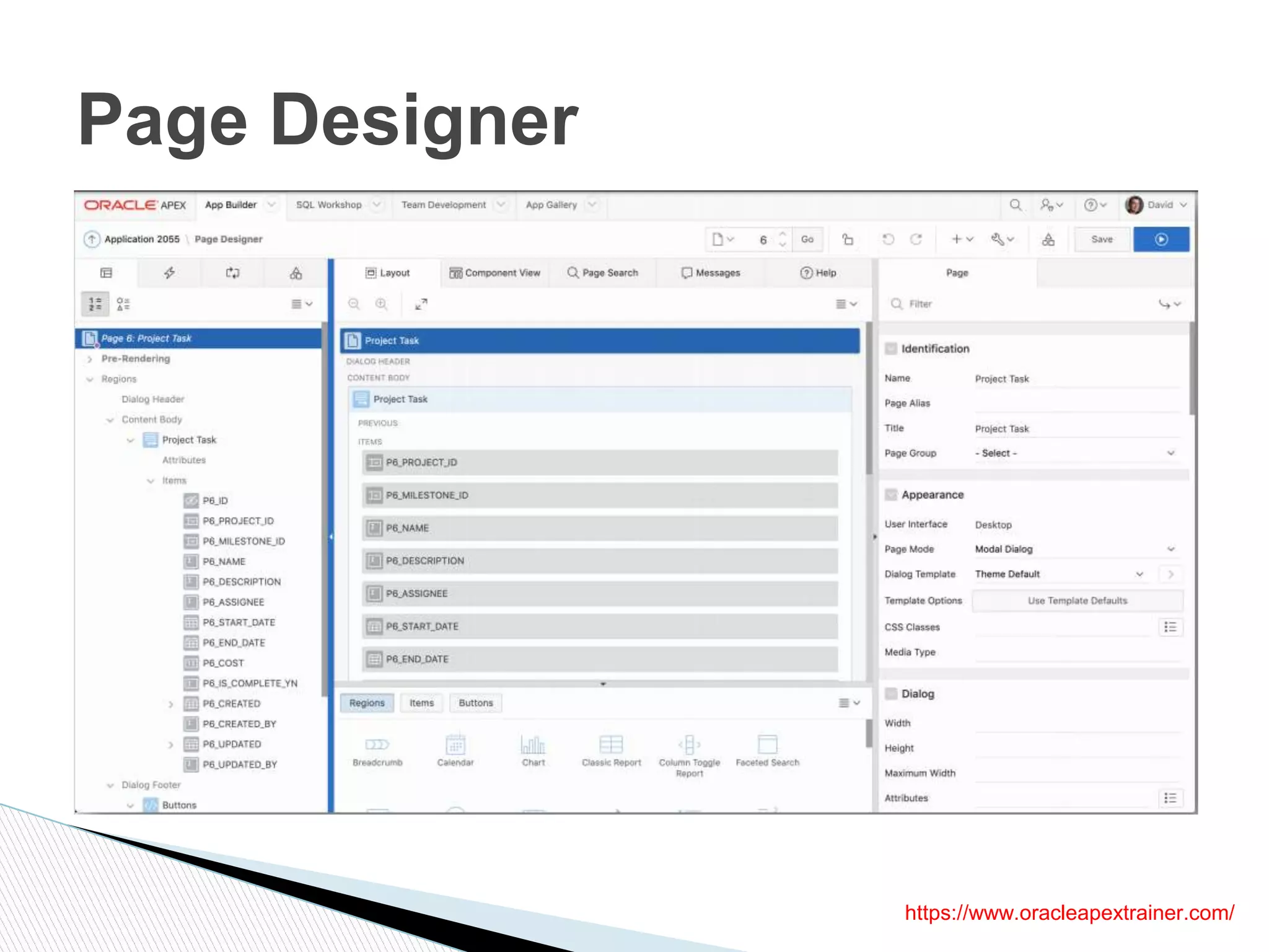 Page Designer
https://www.oracleapextrainer.com/
 
