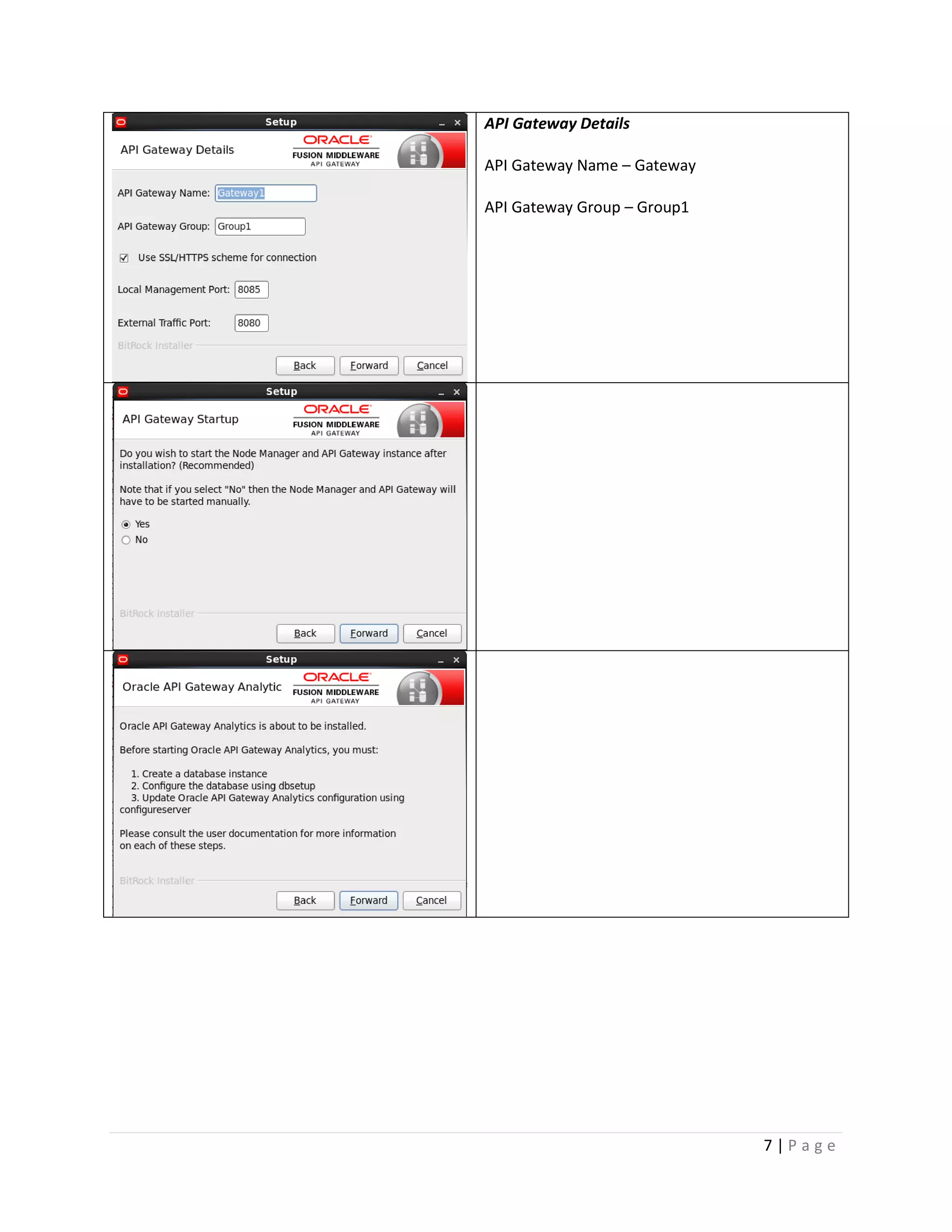 API Gateway Details
API Gateway Name – Gateway
API Gateway Group – Group1

7|Page

 