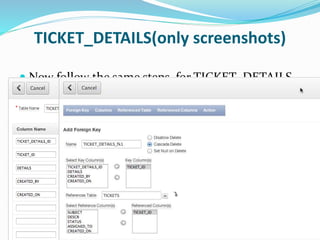 TICKET_DETAILS(only screenshots)
 Now follow the same steps for TICKET_DETAILS
table.
 