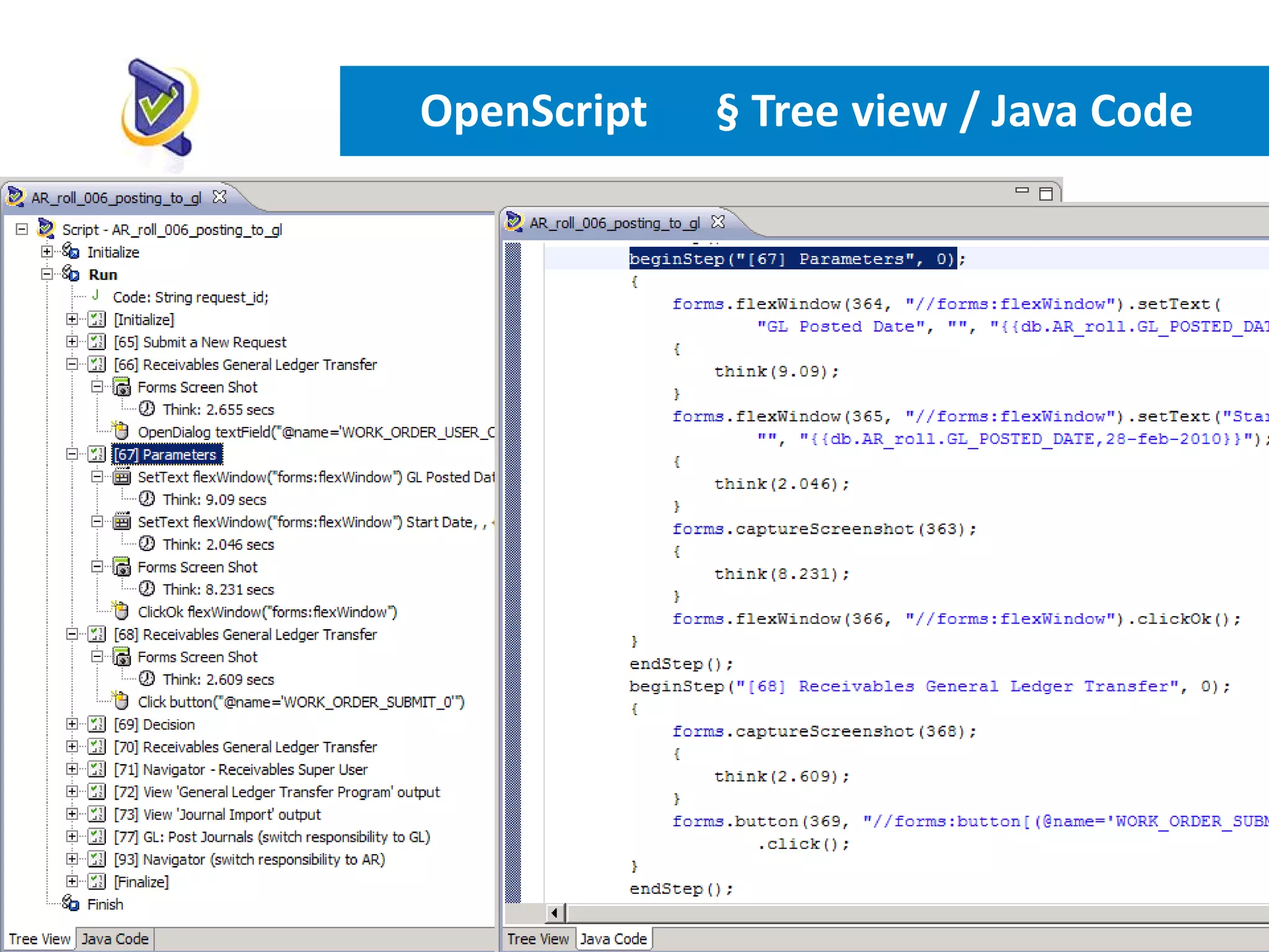 OpenScript   § Tree view / Java Code
 