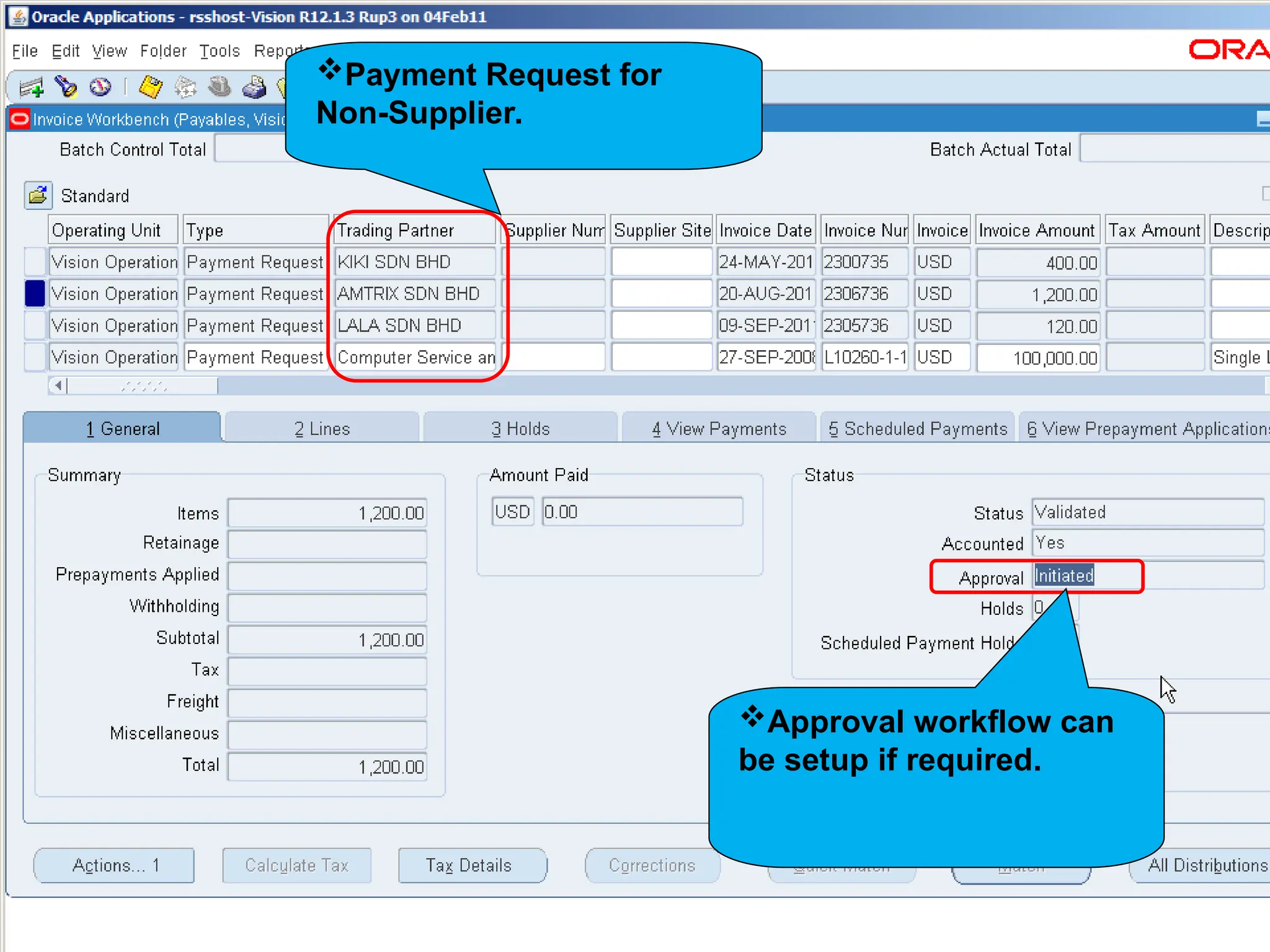 13
13
13
Approval workflow can
be setup if required.
Payment Request for
Non-Supplier.
 