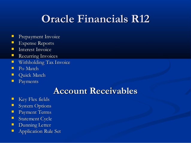 memo oracle credit payment terms training r12 online financials functional apps Oracle