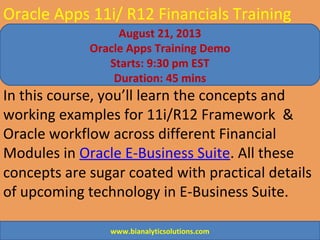 Oracle APPS R12 Functional Online Training by Real Time Experts in USA ...