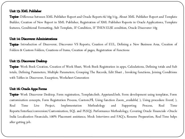 oracle apps technical online training training reports template