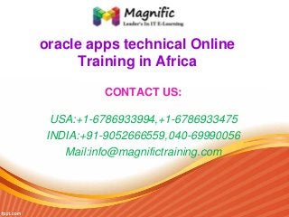 oracle apps technical Online
Training in Africa
CONTACT US:
USA:+1-6786933994,+1-6786933475
INDIA:+91-9052666559,040-69990056
Mail:info@magnifictraining.com

 
