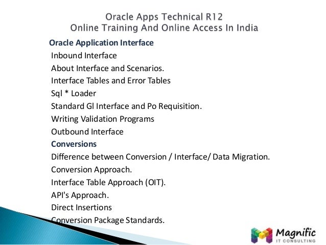 Oracle Apps Technical R12 Online Documentation Training 