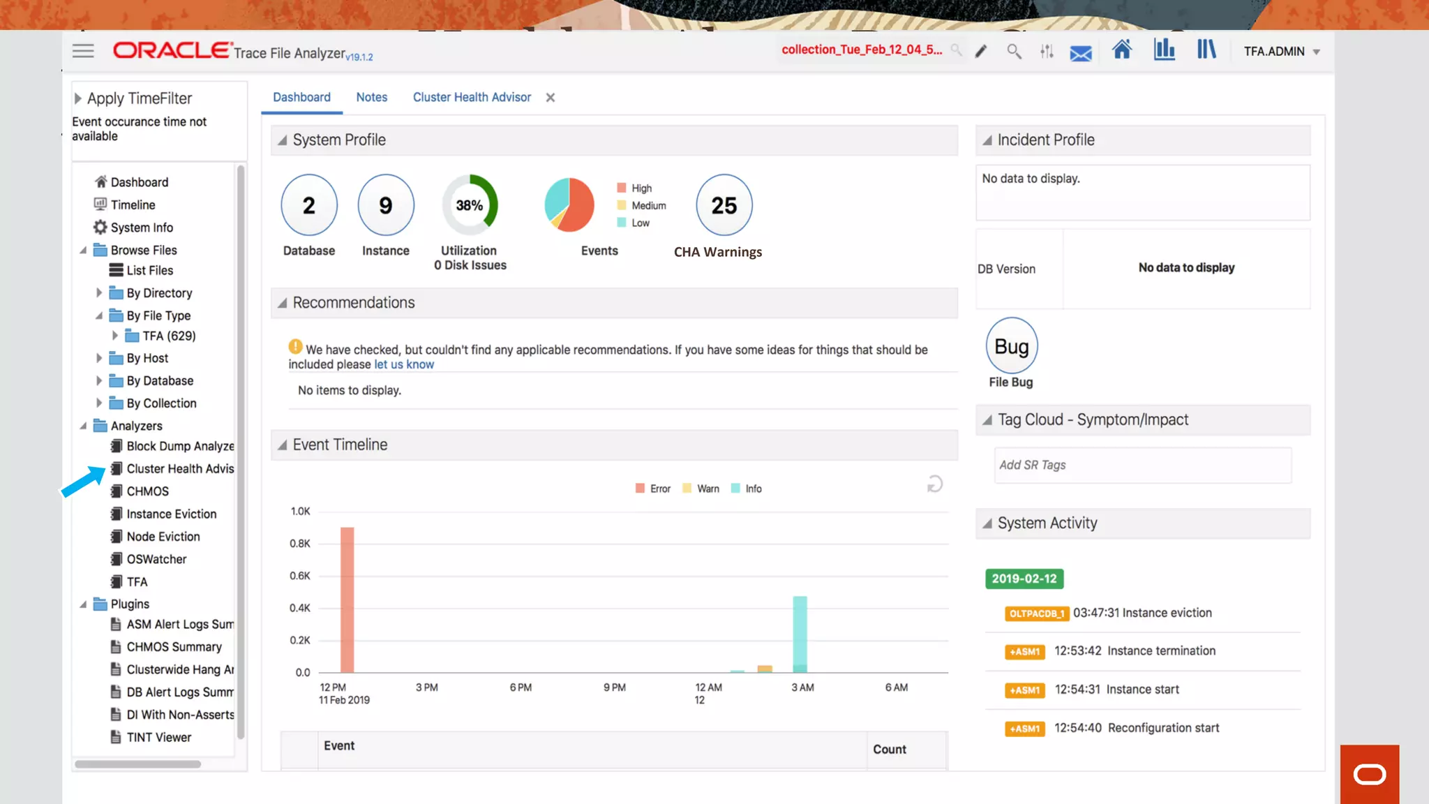 Autonomous Health – Alerts, Root Cause &
Actions
CHA Warnings
 