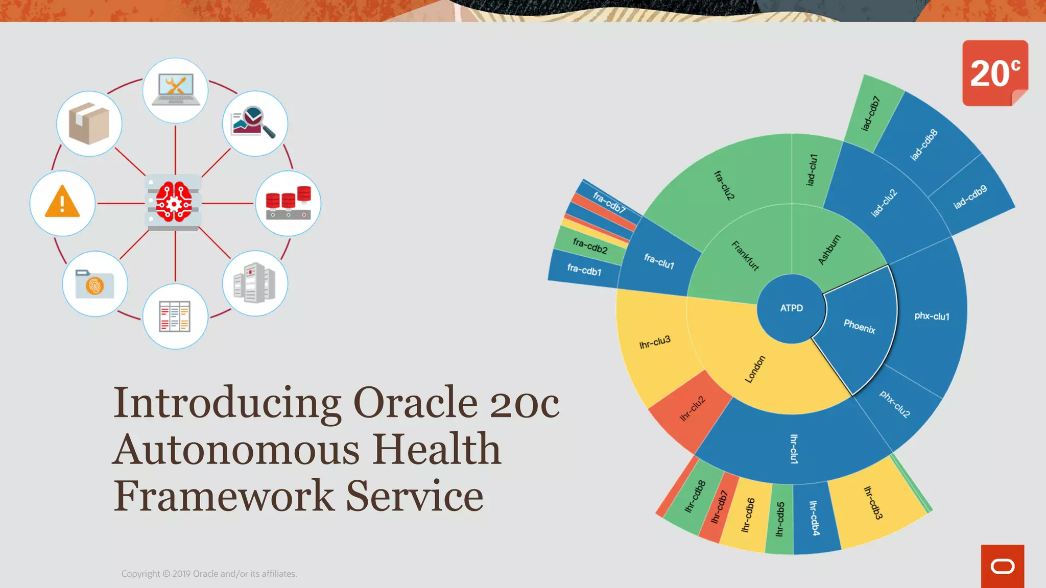 Copyright © 2019 Oracle and/or its affiliates.
Introducing Oracle 20c
Autonomous Health
Framework Service
 