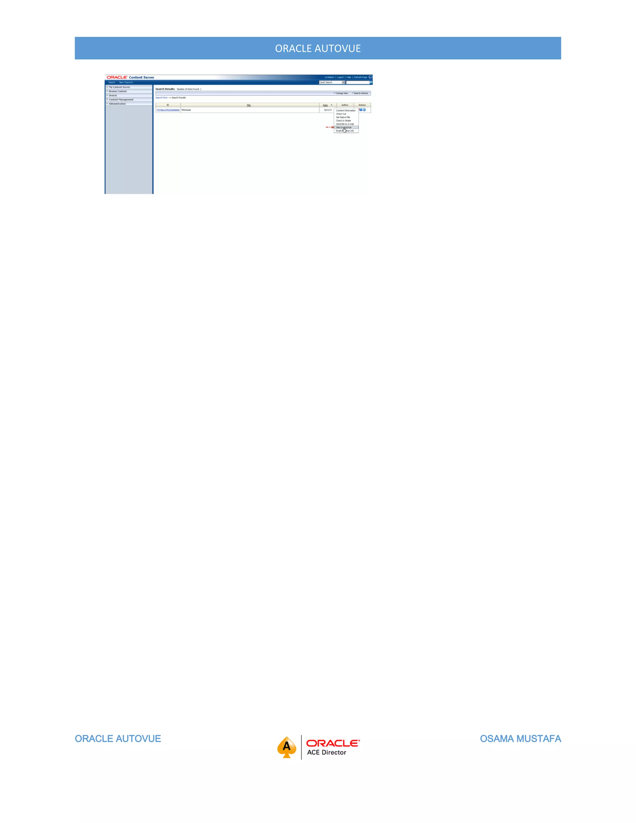 ORACLE AUTOVUE OSAMA MUSTAFA
ORACLE AUTOVUE
 