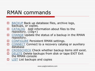 Rman Command Tree Oracle backup and recovery | PPT