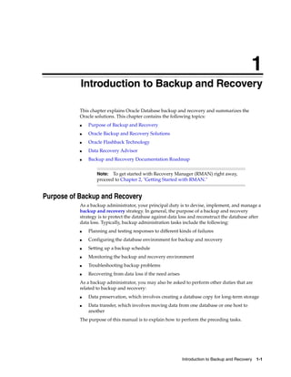 Oracle backup and recovery user's guide | PDF