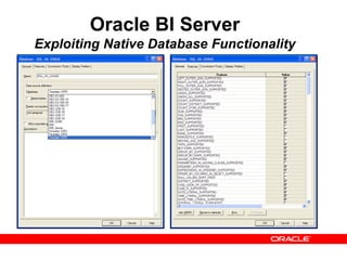 Oracle BI Server
Exploiting Native Database Functionality
 