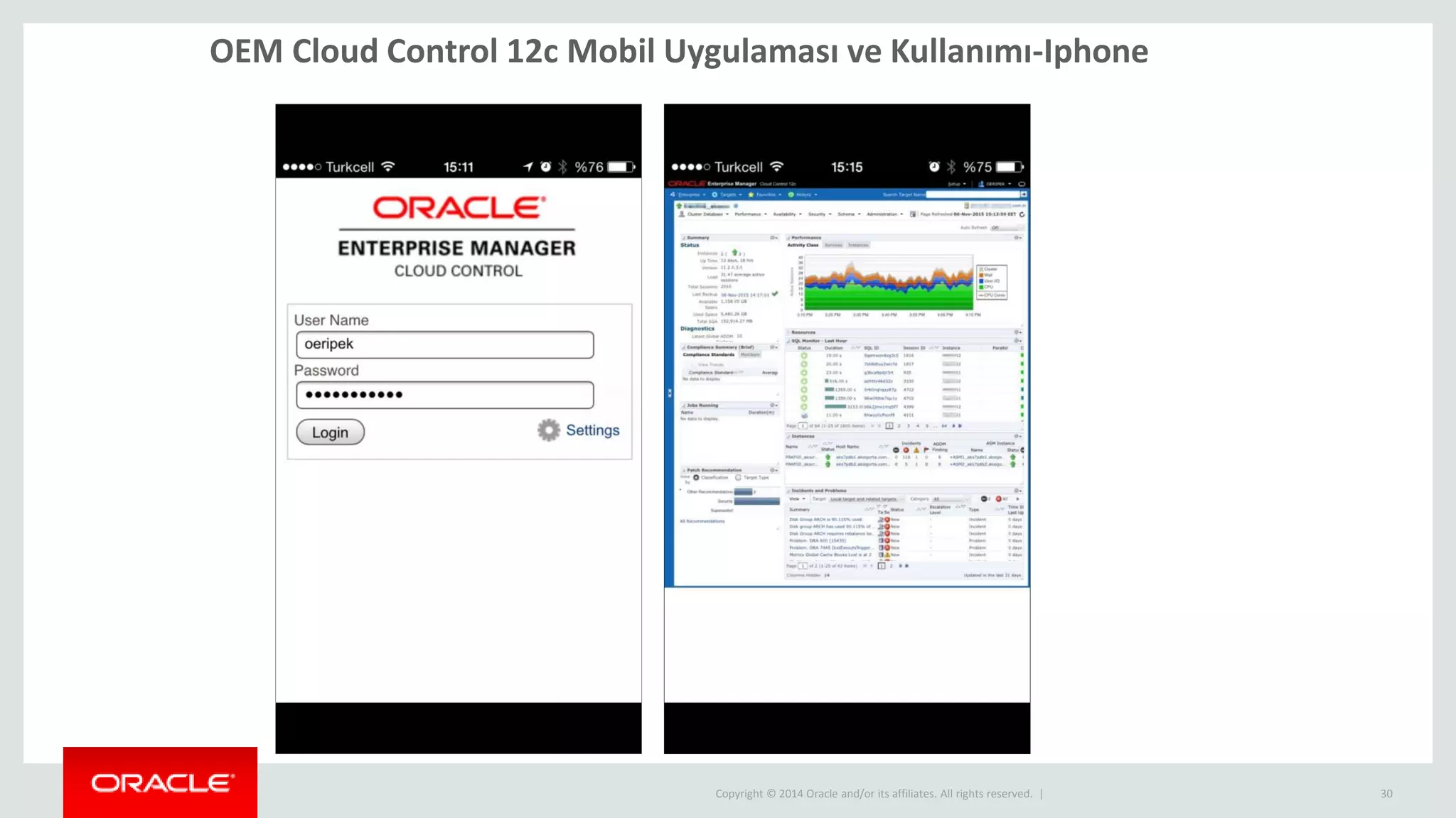 Copyright © 2014 Oracle and/or its affiliates. All rights reserved. | 30
OEM Cloud Control 12c Mobil Uygulaması ve Kullanımı-Iphone
 
