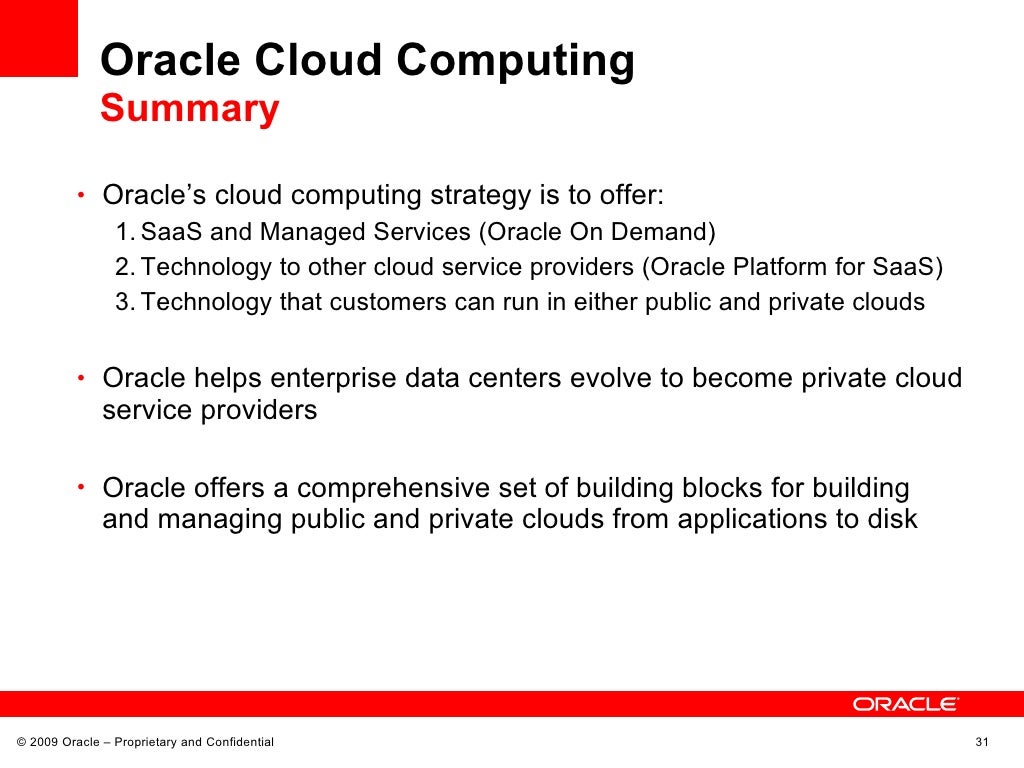 Oracle Cloud Computing Summary Oracle’s