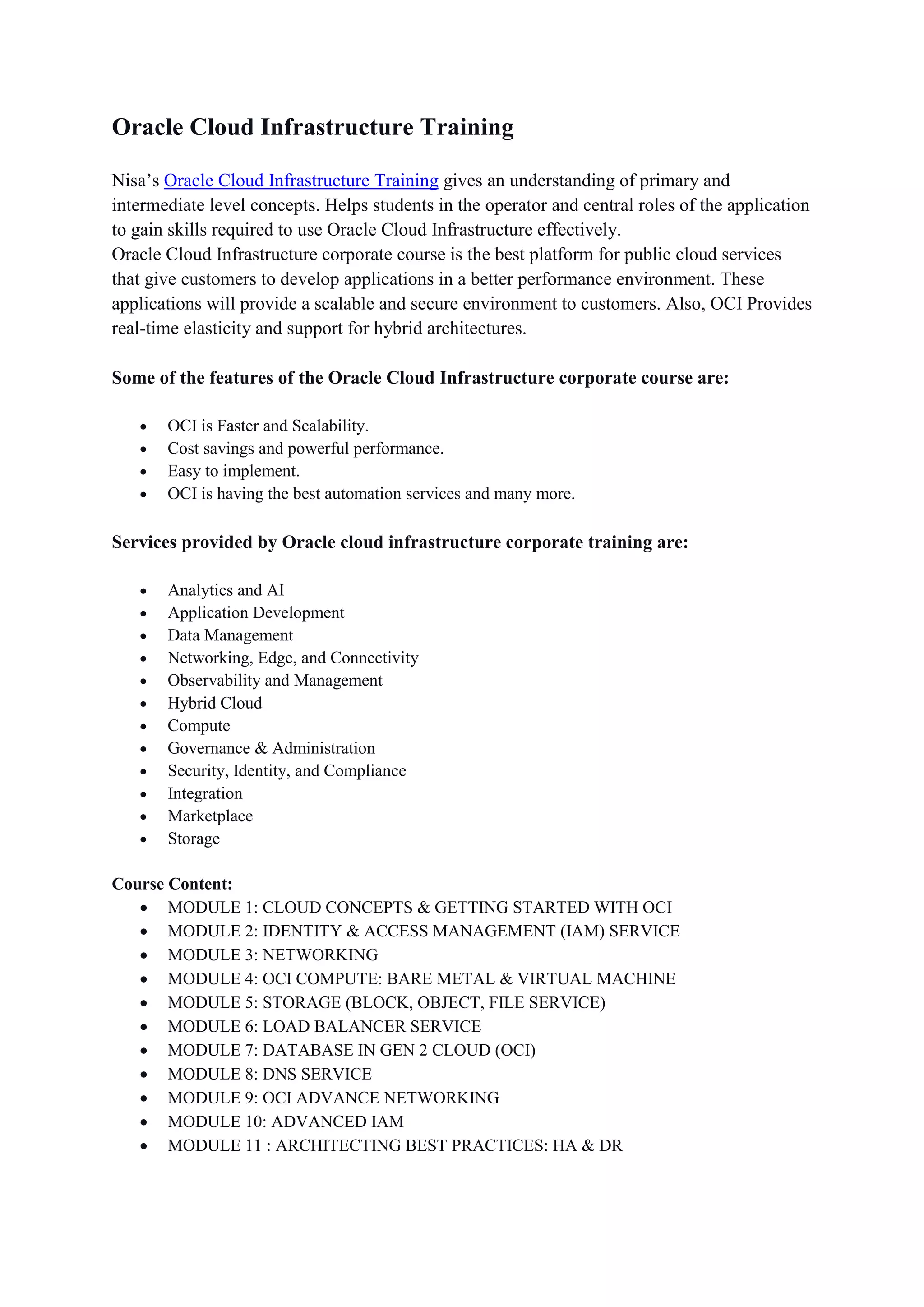 Oracle cloud infrastructure training pdf
