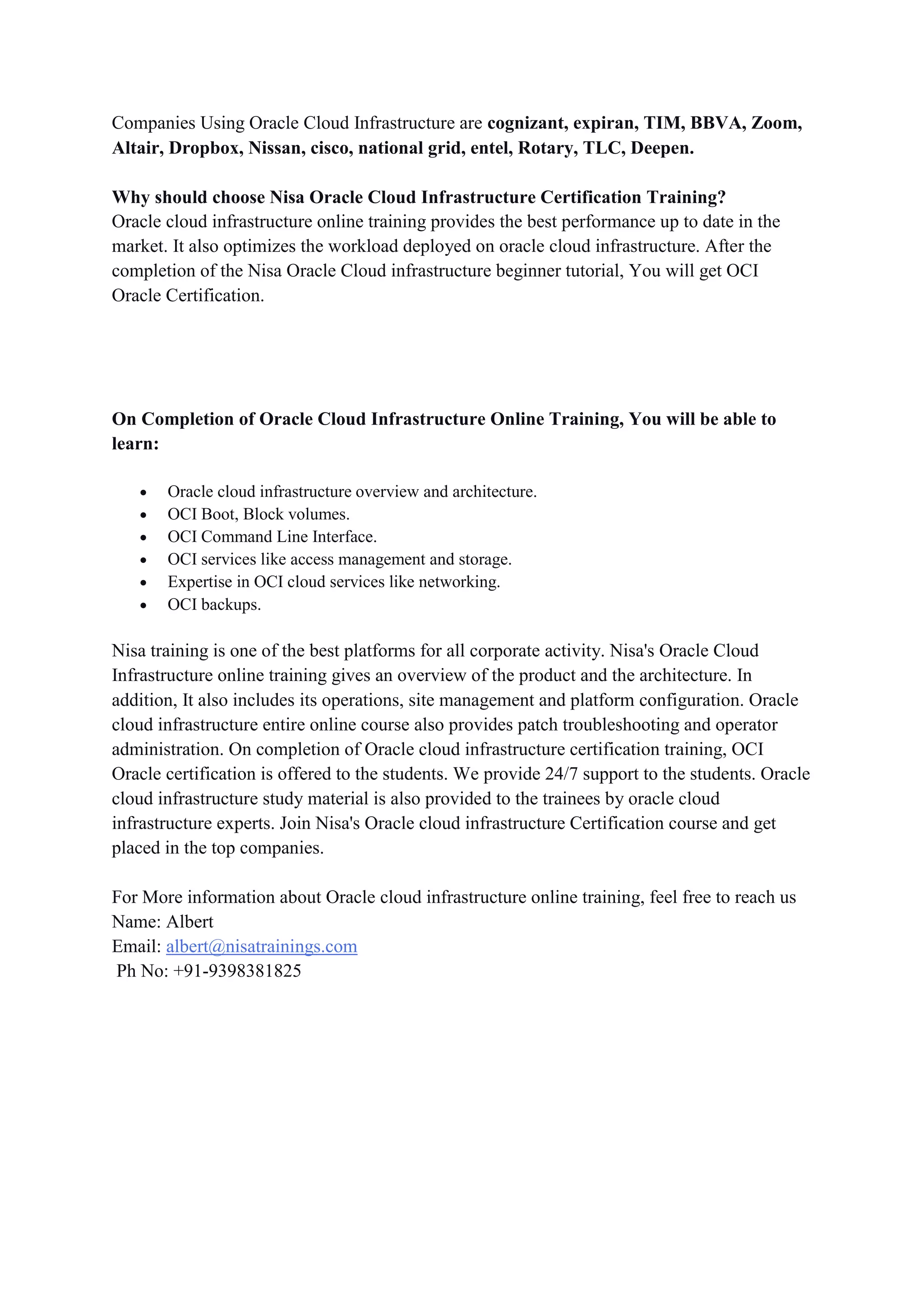 Oracle cloud infrastructure training pdf