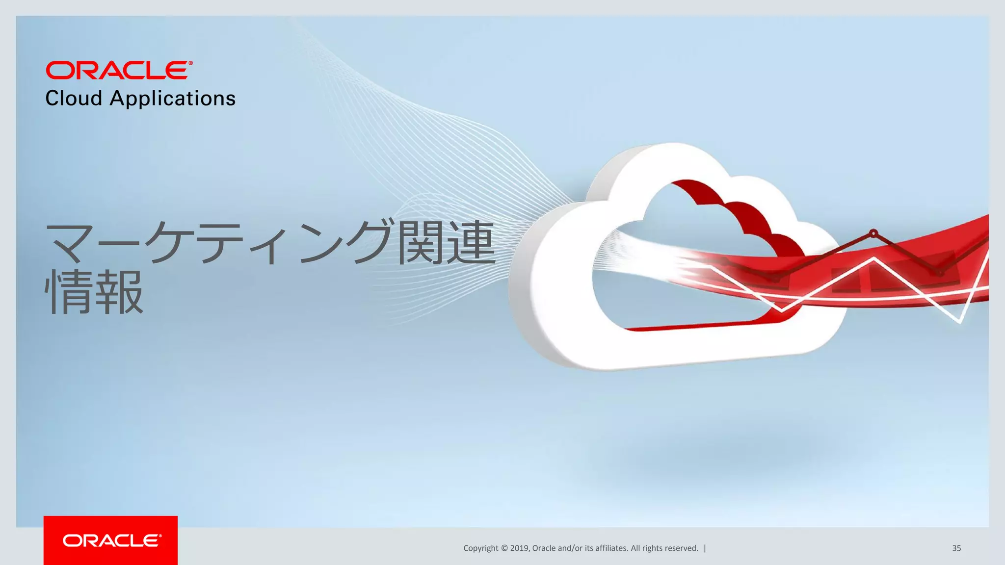 Copyright © 2019, Oracle and/or its affiliates. All rights reserved. |
マーケティング関連
情報
35
 