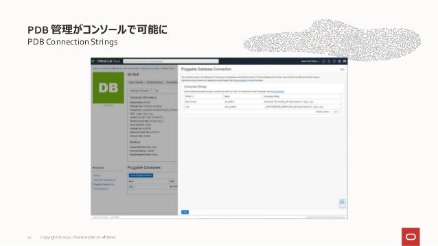 PDB Connection Strings
PDB 管理がコンソールで可能に
41 Copyright © 2022, Oracle and/or its affiliates
 