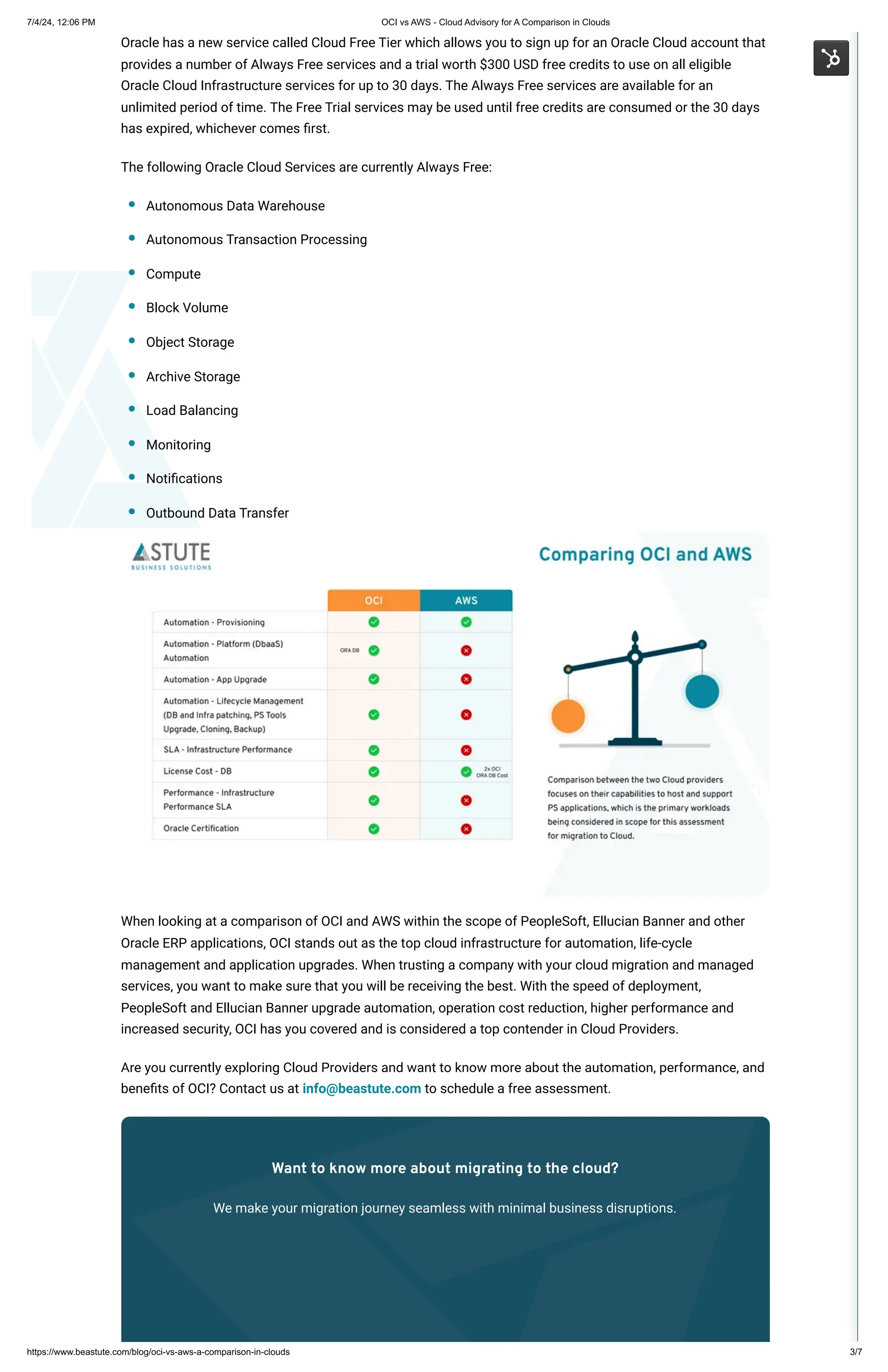 OCI vs AWS - Cloud Advisory for A Comparison in Clouds