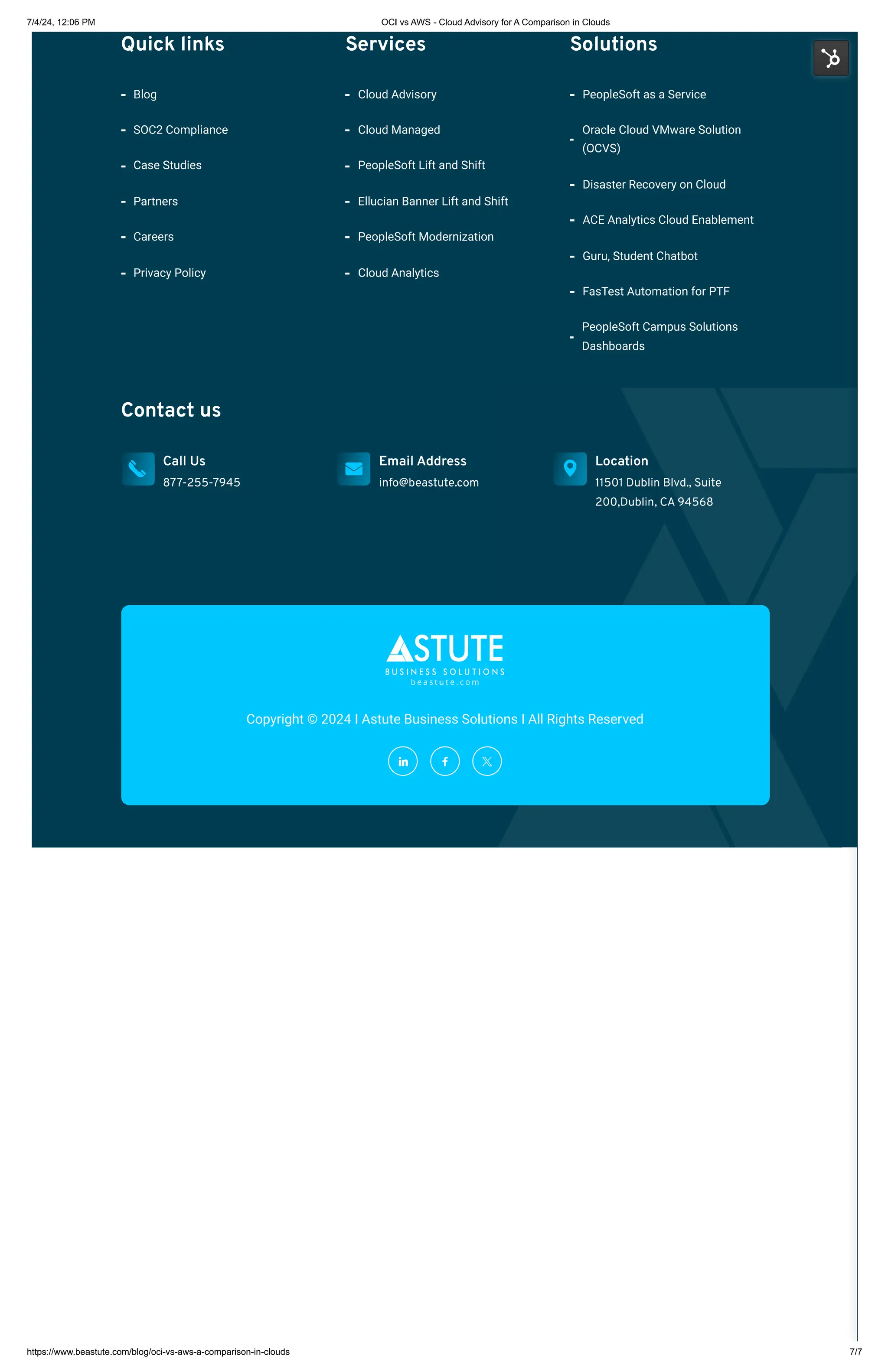 OCI vs AWS - Cloud Advisory for A Comparison in Clouds