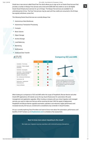 OCI vs AWS - Cloud Advisory for A Comparison in Clouds | PDF