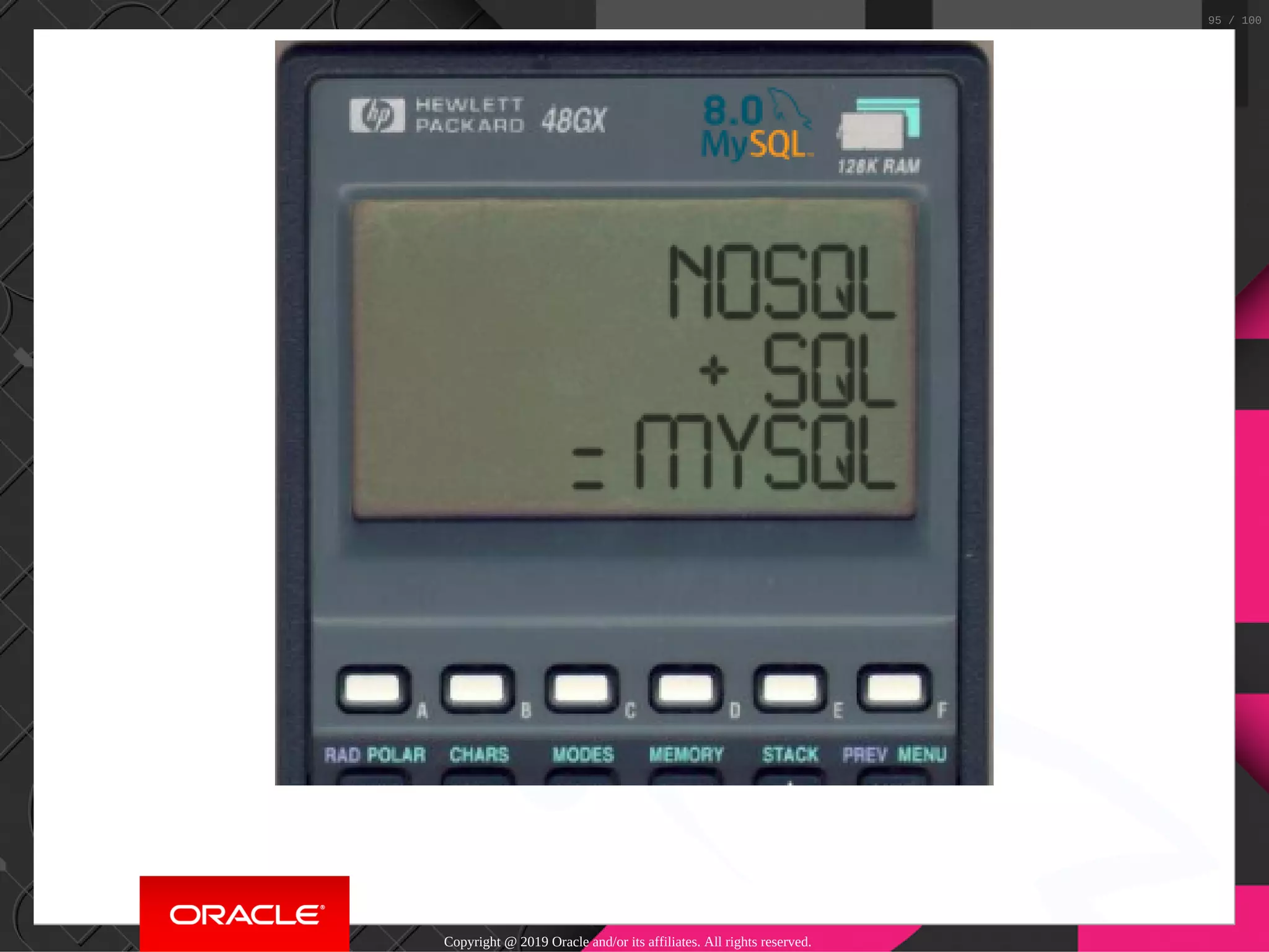 Copyright @ 2019 Oracle and/or its affiliates. All rights reserved. 95 / 100 