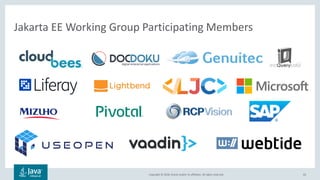 Copyright © 2018, Oracle and/or its affiliates. All rights reserved. 63
Jakarta EE Working Group Participating Members
 