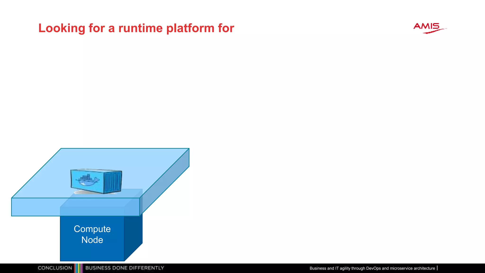 Looking for a runtime platform for
Business and IT agility through DevOps and microservice architecture
Compute
Node
 