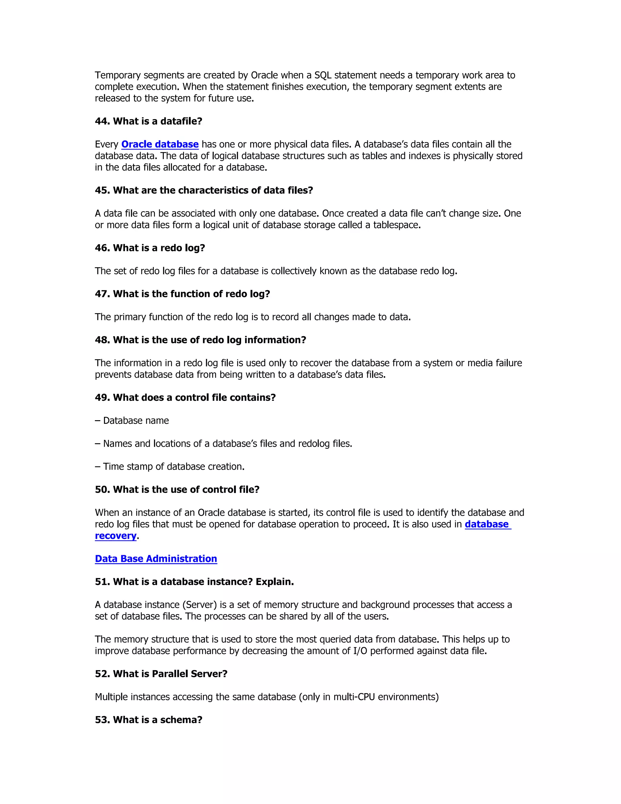 Oracle concepts and architecture