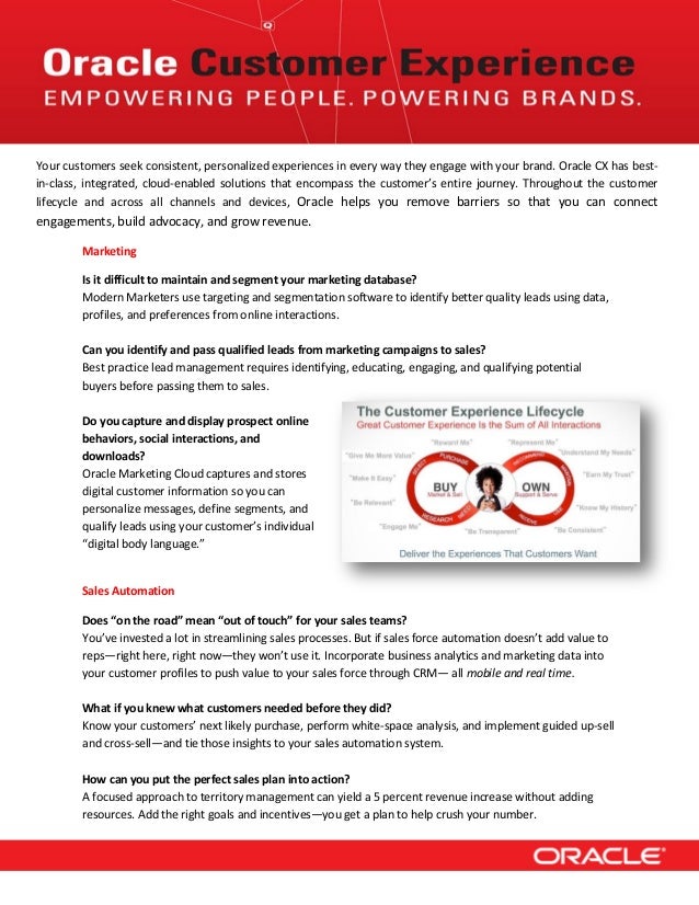Oracle Customer Experience Key Questions
