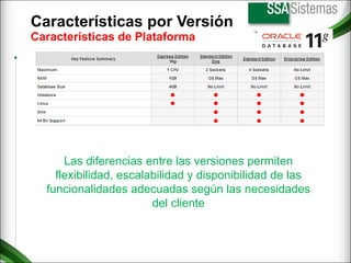 Características por Versión  Características de Plataforma Las diferencias entre las versiones permiten flexibilidad, escalabilidad y disponibilidad de las funcionalidades adecuadas según las necesidades del cliente 