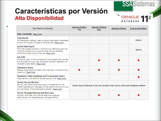 Características por Versión  Alta Disponibilidad 