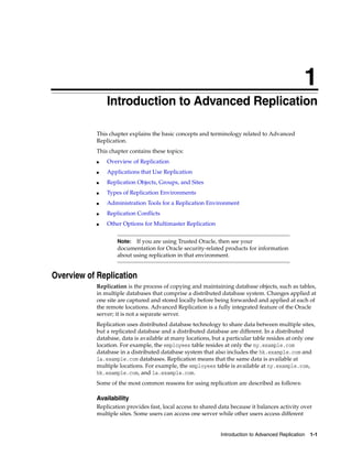 Oracle database 12c advanced replication | PDF