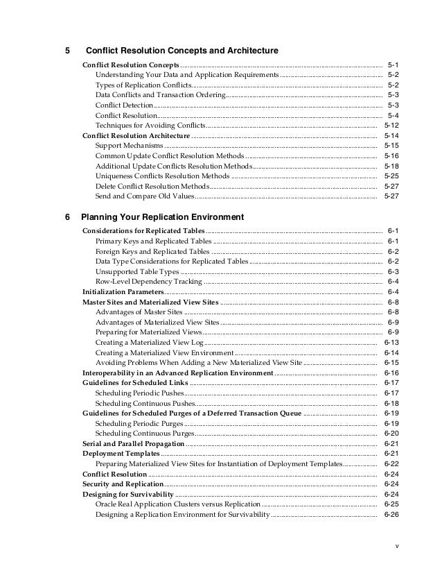 of conflict resolution mechanisms 7 database advanced replication Oracle 12c
