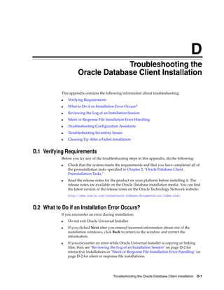 Oracle database 12c client installation overview | PDF