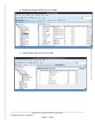 Oracle database 12c sql worshop 1 activity guide | PDF