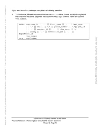 Oracle database 12c sql worshop 1 activity guide | PDF