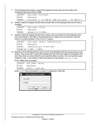 Oracle database 12c sql worshop 1 activity guide | PDF