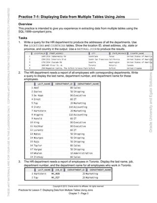 Oracle database 12c sql worshop 1 activity guide | PDF