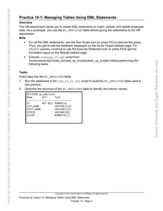 Oracle database 12c sql worshop 1 activity guide | PDF