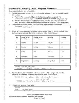 Oracle database 12c sql worshop 1 activity guide | PDF