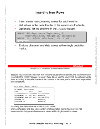 Oracle database 12c sql worshop 1 student guide vol 2 | PDF