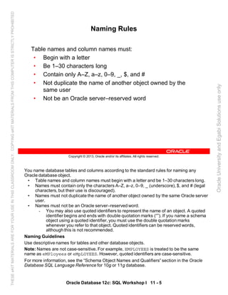Oracle database 12c sql worshop 1 student guide vol 2 | PDF